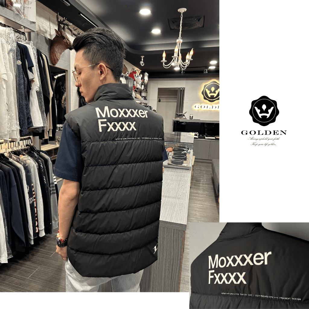 【𝐆𝐎𝐋𝐃𝐄𝐍 中壢店】MONCLER X 藤原浩背後立體膠印聯名標籤羽絨背心