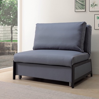 Boden-福雷藍灰色防潑水布面沙發床/單人椅/一人座沙發-贈抱枕