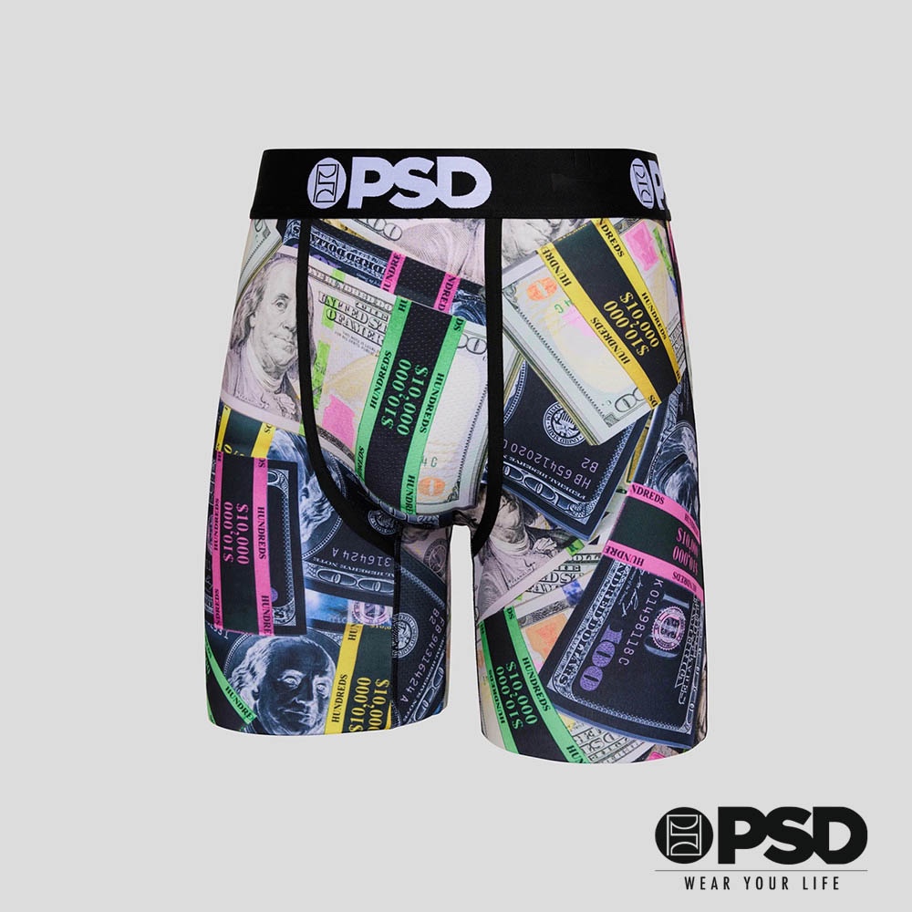 【PSD Underwear】MONEY- 平口四角褲-霓虹樂團-黑色