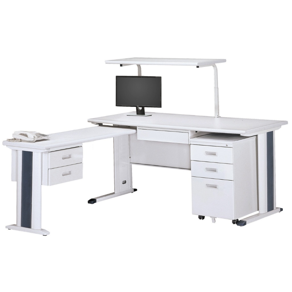 【DL OA】KH主管桌L型、辦公家具、辦公桌、工作桌(灰白桌面)(含上架)(整組)(台中市區免運費)