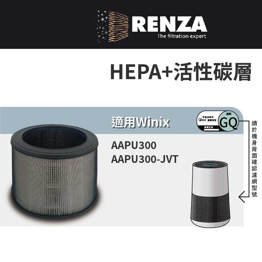 適用韓國Winix AAPU300 輕巧型6-10坪空氣清淨機 可替換GQ HEPA+活性碳二合一濾網 濾芯