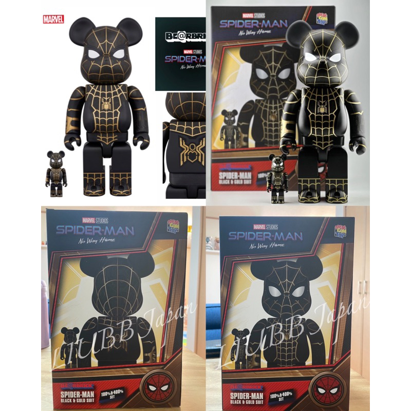 可刷卡  2024 全新日本官方正品 庫柏力克 Bearbrick Be@rbrick 蜘蛛人 黑金 戰衣 400%