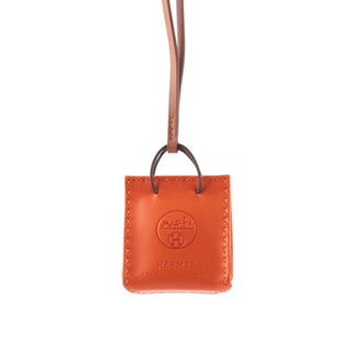 HERMES Orange Bag 小羊皮及小牛皮吊飾(火焰橘/金棕) H079065CAAA