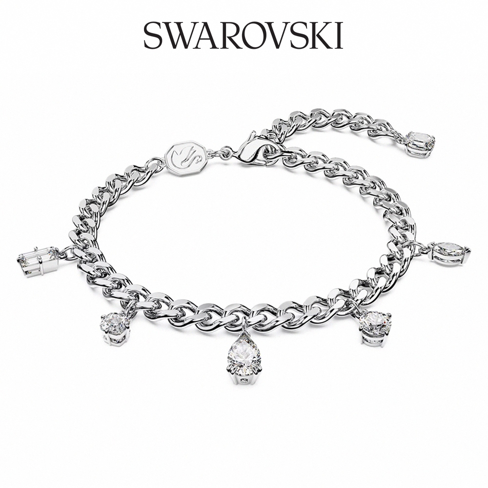 SWAROVSKI 施華洛世奇 Dextera 手鏈 混合式切割 白色 鍍白金色