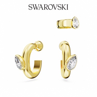 SWAROVSKI 施華洛世奇 Dextera 大圈耳環和扣式耳環 套裝(3) 梨形切割 白色 鍍金色色調