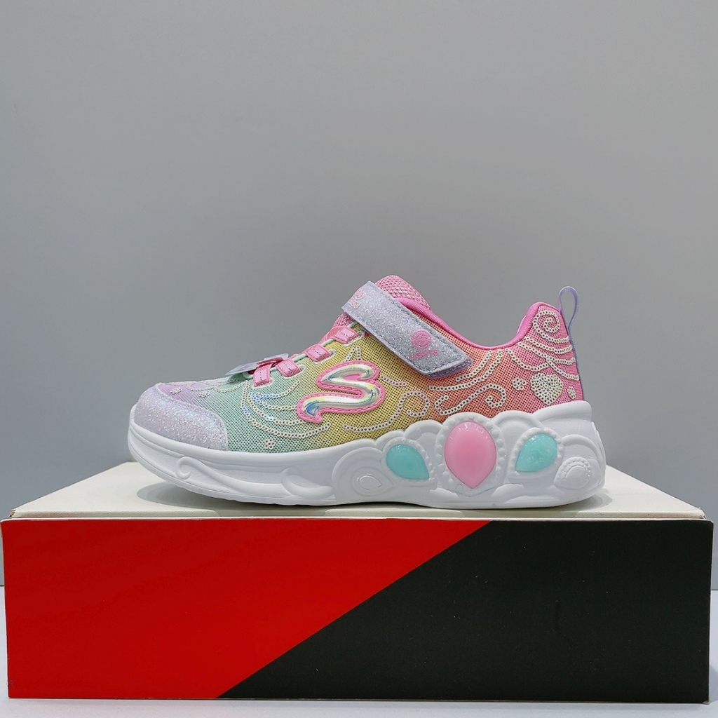 SKECHERS PRINCESS WISHES 女生 粉色 魔鬼氈 發光 電燈鞋 休閒鞋 302686LMLT
