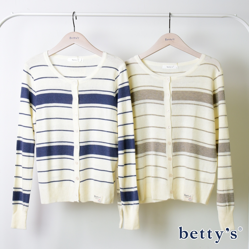 betty’s貝蒂思(15)開襟條紋針織罩衫(共二色)