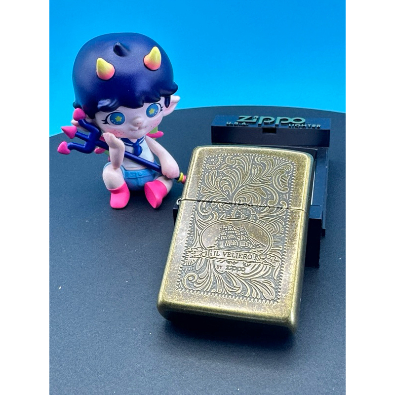 Zippo 【現貨全新品】美國打火機 95年古銅蝕刻威尼斯帆船，熏銅釉層完好