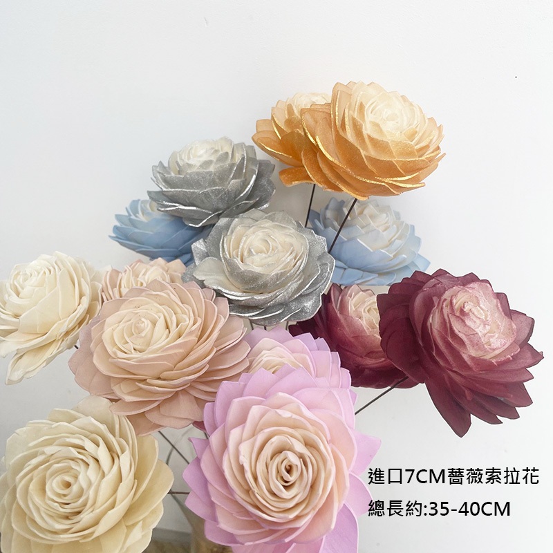 泰國進口 7CM手工薔薇 不凋花材索拉花通草花太陽玫瑰-乾燥花圈 乾燥花束 花禮擴香 情人節花束捧花頭花
