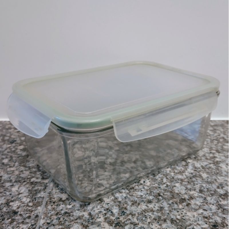 二手 Glasslock 玻璃保鮮盒 2000ml 韓國 2L 玻璃保鮮盒 強化玻璃微波保鮮盒 長方形