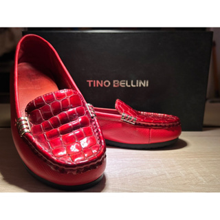 二手-【TINO BELLINI 貝里尼】巴西進口鱷魚紋拼接牛皮娃娃鞋（免運）