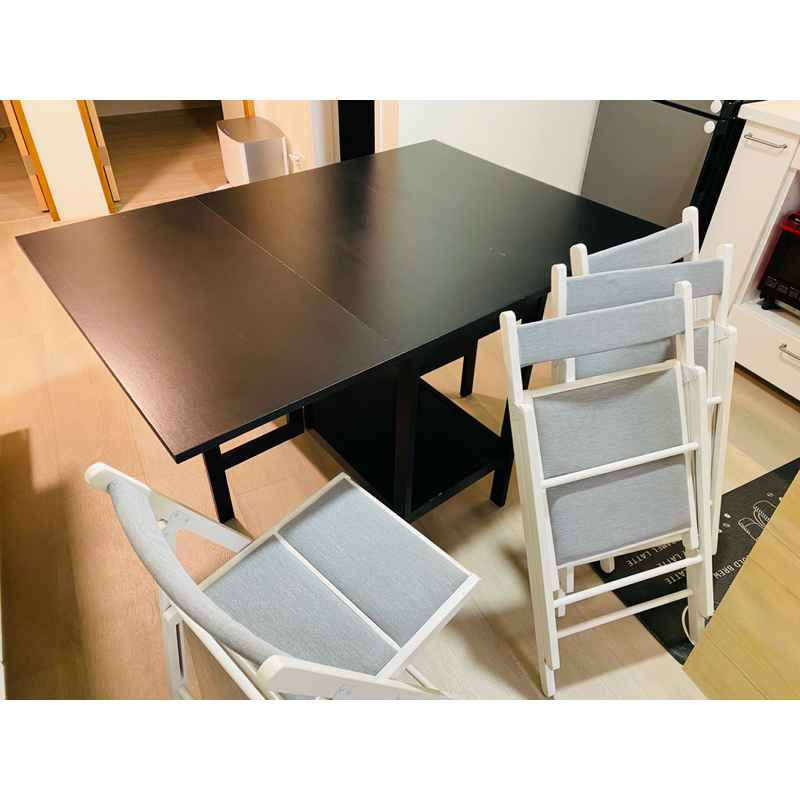 二手 IKEA BARSVIKEN折疊桌(絕版)、FRÖSVI折疊椅x4，不拆賣