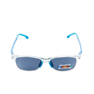 Z-POLS 兒童專用透明框藍腳TR90輕量框體材質 偏光黑抗UV400太陽眼鏡(兒童TR90輕量偏光)