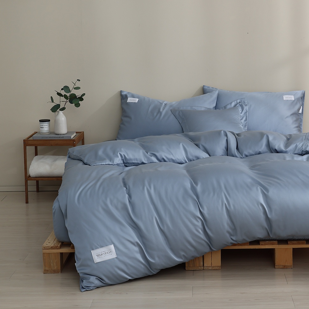晴空藍-純淨天絲60支300織紗萊賽爾纖維-天絲薄被套床包組