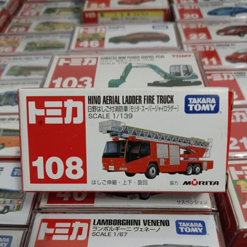 TOMICA  NO.108絕版HINO AERIAL LADDER FIRE TRUCK 日野消防雲梯車