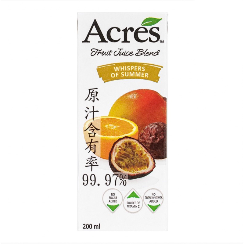 （有現貨）（效期：2024.11.02）Acres 柳橙百香果綜合果汁 200毫升 200ml