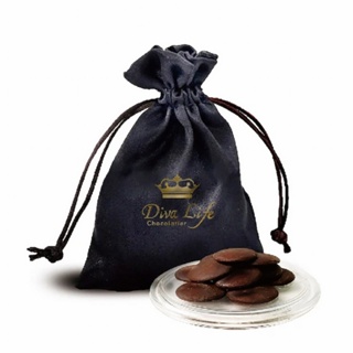 【Diva Life 比利時巧克力】金豆獎絨布袋74%鈕扣型巧克力