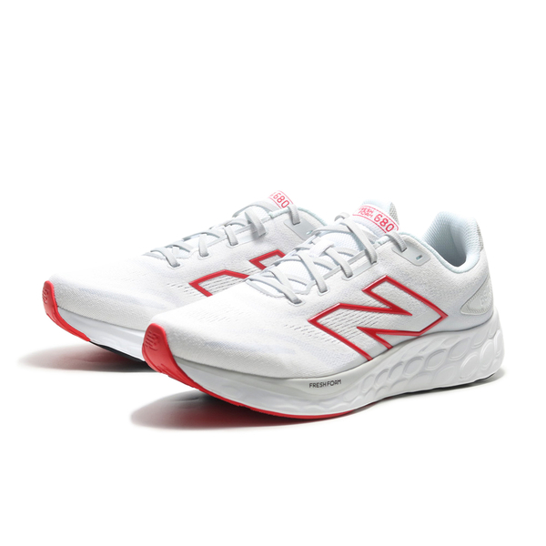 NEW BALANCE 全白紅 2E寬楦 運動 男慢跑鞋 KAORACER M680LC8