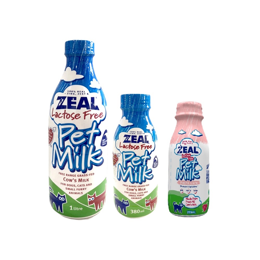 紐西蘭ZEAL 天然寵物牛奶 不含乳糖 犬貓專用鮮乳380ml/1000ml