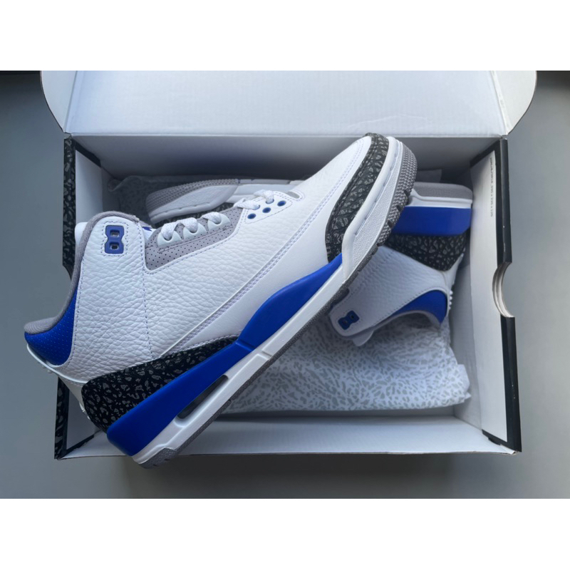 Nike Air Jordan 3 Retro Racer Blue 爆裂紋 白藍 象 CT8532-145 US8.5