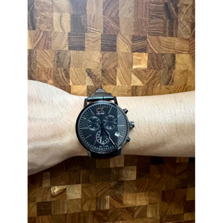 瑞士 CK手錶 Calvin Klein男錶 立體感玻璃層計時腕錶 42mm K7627401 李大仁款 全黑三眼男錶