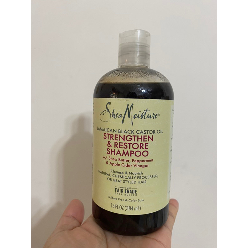 （二手）美國 Shea Moisture 黑蓖麻油強健修復洗髮精 384ml