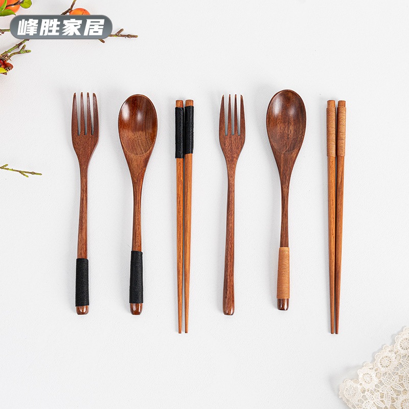 【贈日式風格套】餐具  木頭餐具  餐具組  湯匙 筷子 筷子湯匙組 木湯匙 外出餐具  餐具三件組