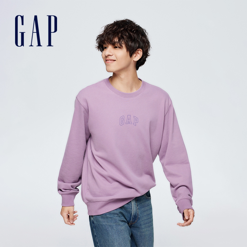 Gap 男女同款 Logo圓領大學T-紫色(454250)