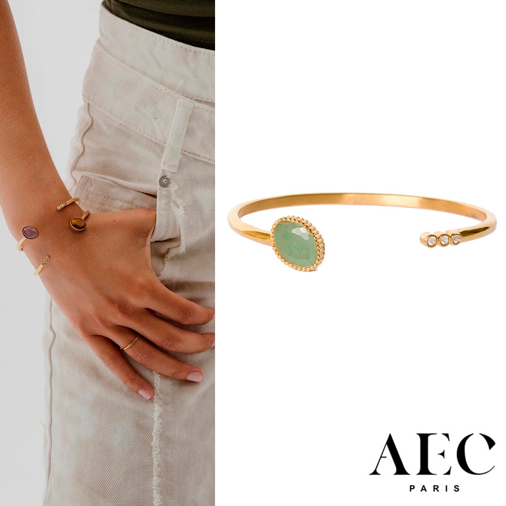AEC PARIS 巴黎品牌 白鑽東菱玉手環 可調式簡約金手環 BANGLE BOLINA