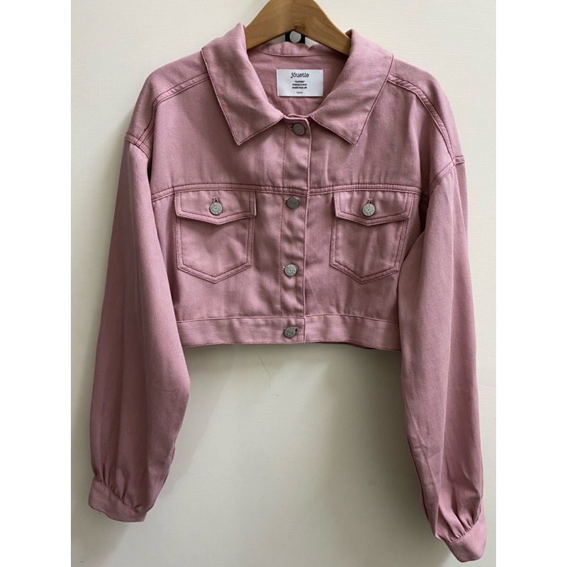 日本jouetie粉紅色短版牛仔外套夾克