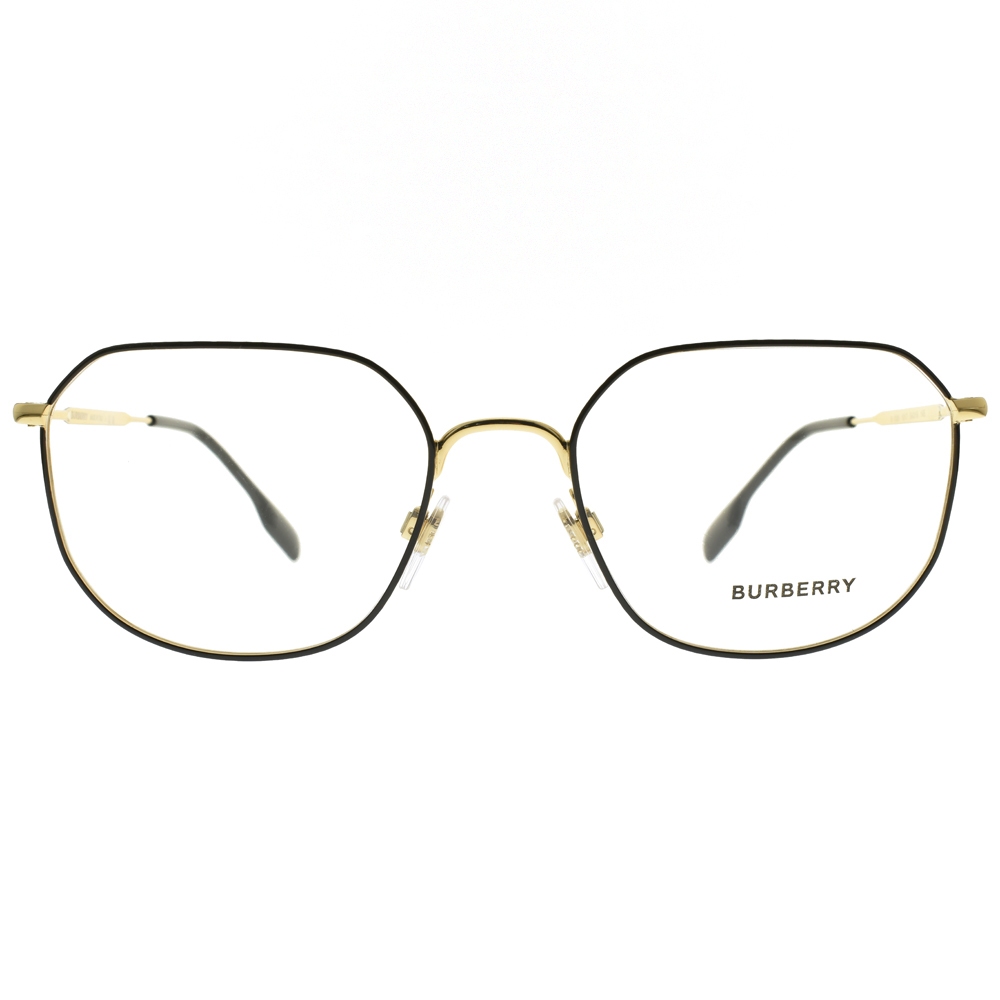 BURBERRY 光學眼鏡 B1335 1017 花紋角切多邊框 - 金橘眼鏡