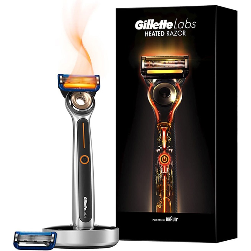 【Gillette吉列】頂級熱感刮鬍刀磁吸底座組_Labs 極光系列刮鬍刀頭替換_日本直送