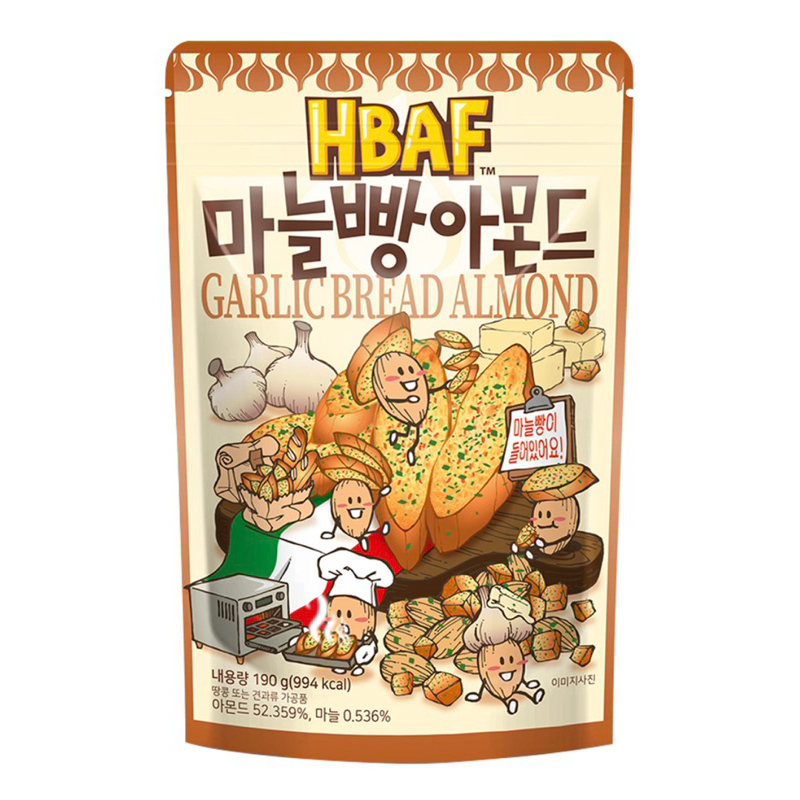 🇰🇷韓國代購🇰🇷 HBAF 杏仁果與大蒜麵包190g, 1包