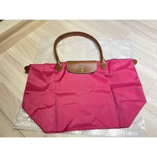 全新正品 longchamp LE PLIAGE桃紅肩背購物袋 M號 台北可面交