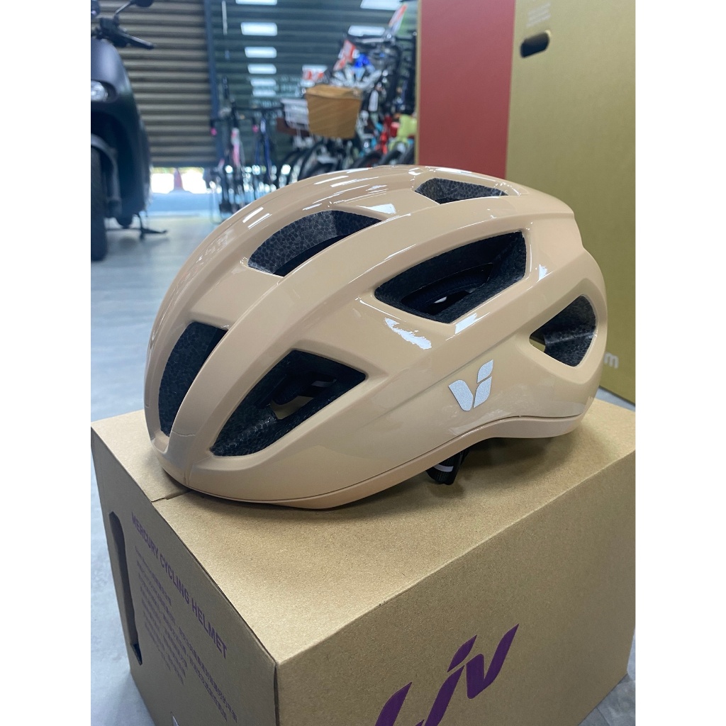 HAPPY BIKE 分期 免運 捷安特 LIV MERCURY 輕量自行車安全帽 女性單車安全帽 奶茶色