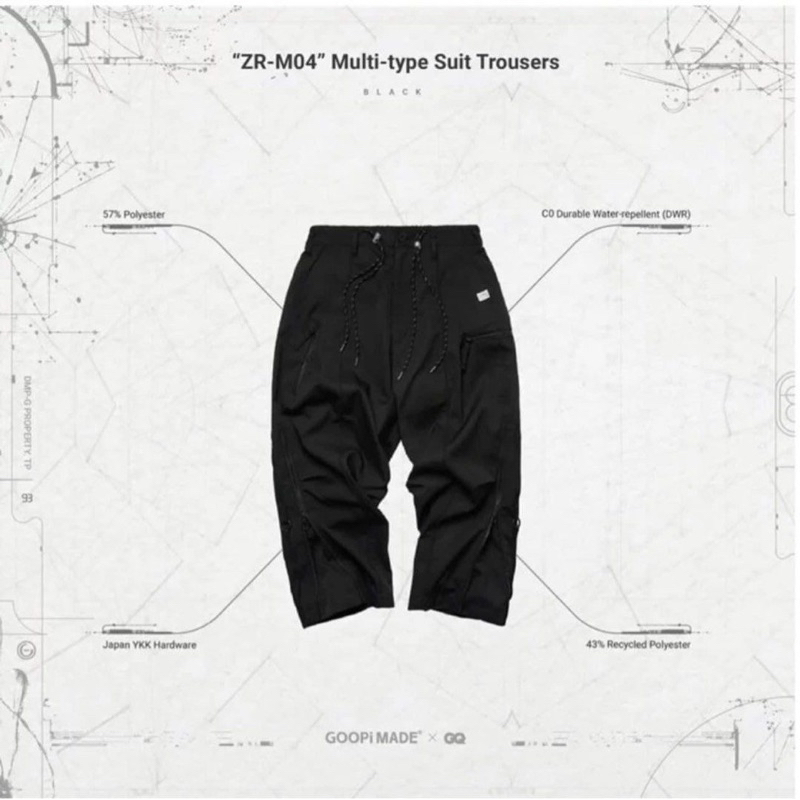 全新黑2 goopi “ZR-M04” Multi-type Suit Trousers - Black