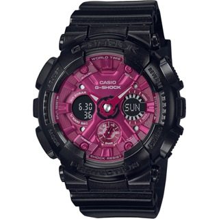 CASIO 卡西歐 G-SHOCK 勃根地酒紅系列 雙顯手錶 GMA-S120RB-1A