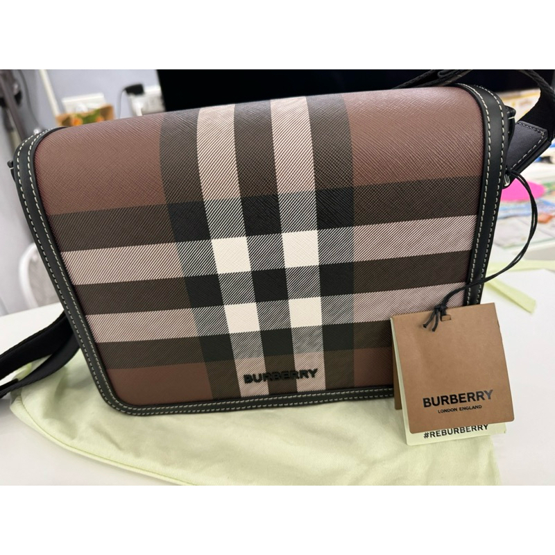 ［LAMER生活］BURBERRY ALFRED 格紋 斜背包 側背包 郵差包 全新 80697921