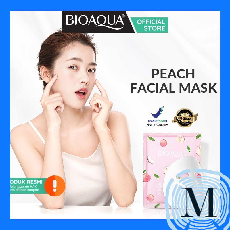 MASKER BIOAQUA pemutih wajah Peach Vitamin C MKBT53 D1