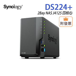 免運 Synology 群暉 DS224+ 2Bay NAS J4125 四核心 私有雲 安全共享 網路儲存伺服器