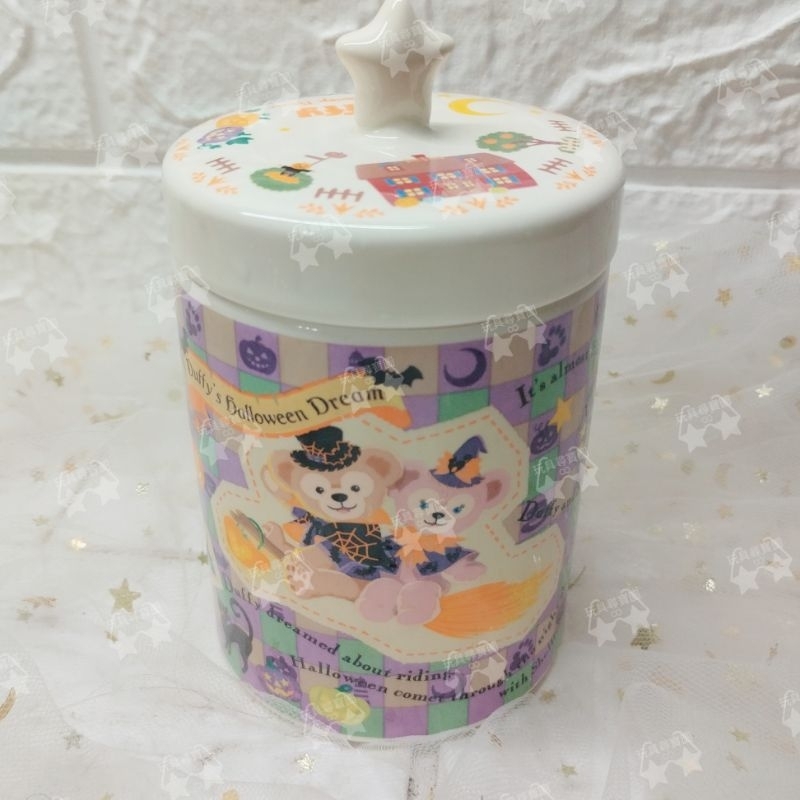 [玩具尋寶圖] [N] [O]東京海洋迪士尼絕版萬聖節高質感達菲雪莉玫陶瓷收納罐