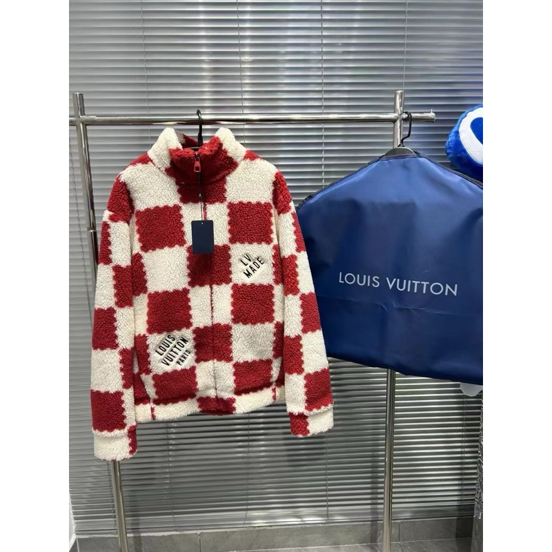 《二手寄賣》Louis Vuitton LV x Nigo 聯名款 新款白紅棋盤格泰迪外套XL