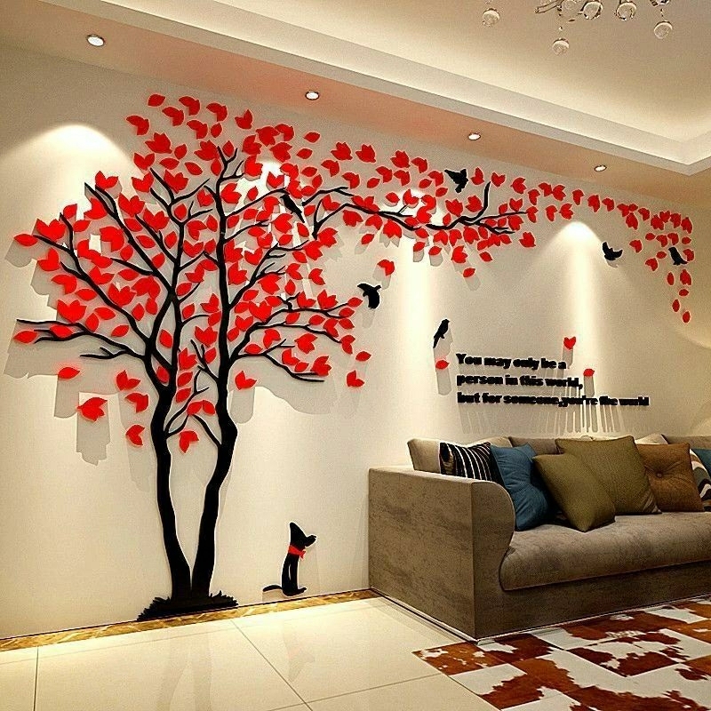 3D立體情人樹壓克力壁貼,居家裝飾情侶牆貼,創意房間藝術裝飾DIY牆貼,客廳樹木造型電視背景壁畫