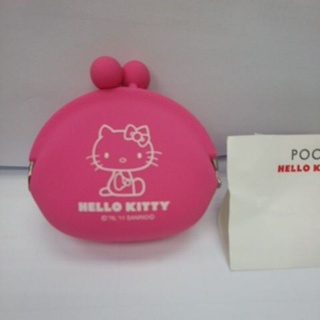 日本 POCHI Hello Kitty 凱蒂貓 粉紅色 矽膠零錢包 小包包
