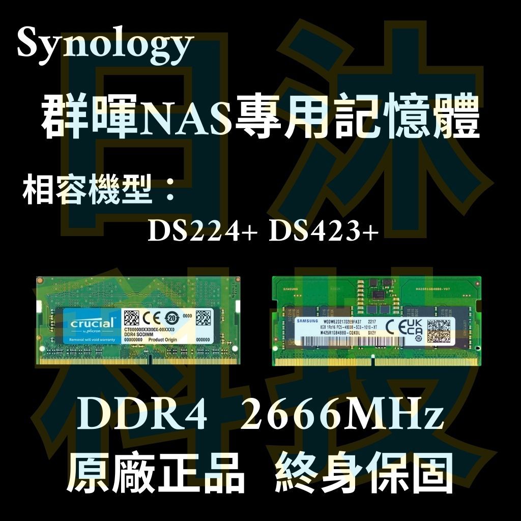 🔥免運費 終身保固 Synology 群暉 NAS 4G 8G 16G 記憶體 DS 224+ DS423+