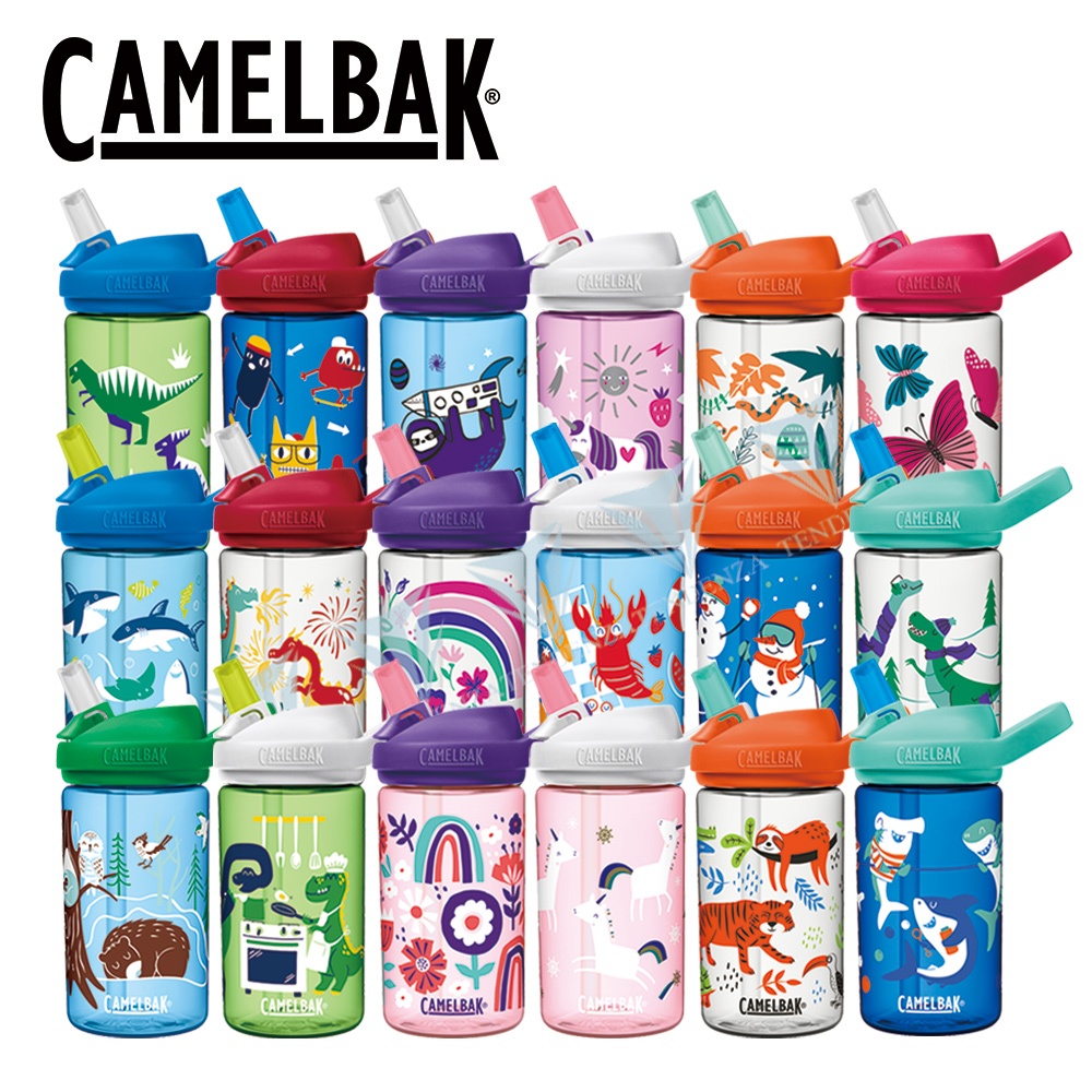 (水瓶+贈防塵蓋/背帶)CAMELBAK 400ml eddy+ 兒童吸管運動水瓶 - 角落生物 角落小夥伴