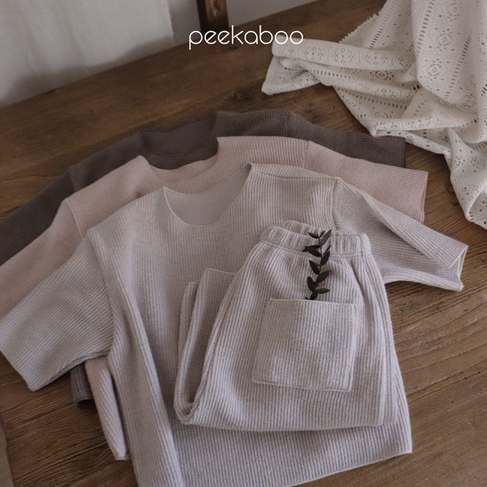 peekaboo 針織口袋兒童套裝 ｜寶寶 兒童 男童女童 男童套裝 女童套裝 兒童睡衣 兒童套裝 韓國童裝