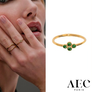 AEC PARIS 巴黎品牌 幸運草綠鑽戒指 簡約金色戒指 THIN RING ORITHYE