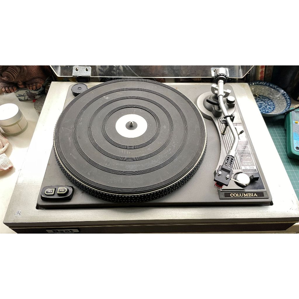 老黑膠唱機（含唱頭及日本唱針）BEAT Columbia SL-36A  品相極好 聲音佳 新皮帶 詳見照片及錄影 唱片