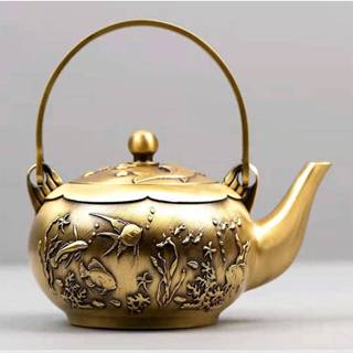 多款黃銅茶壺 黃銅浮雕刻花 龍鳳竹節水壺 工藝品擺件 辦公室裝潢器 復古中式茶具 臺灣出貨 附發票
